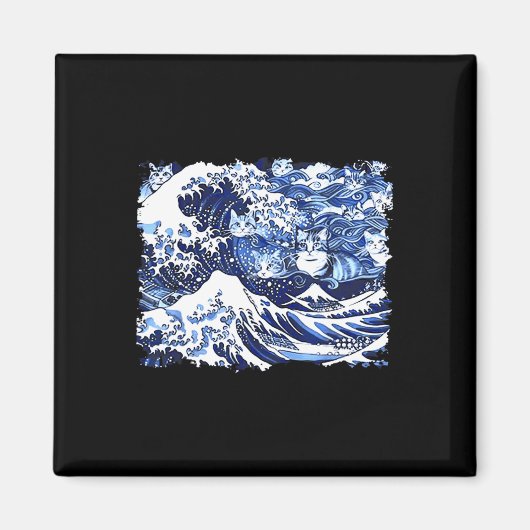 Blaue Katzen wellen auf Kamala Funny Cat Lady Magnet (Vorne)