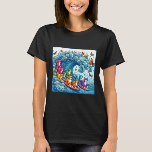 Blaue Katzen wellen auf Kamala Funny Cat Lady T-Shirt