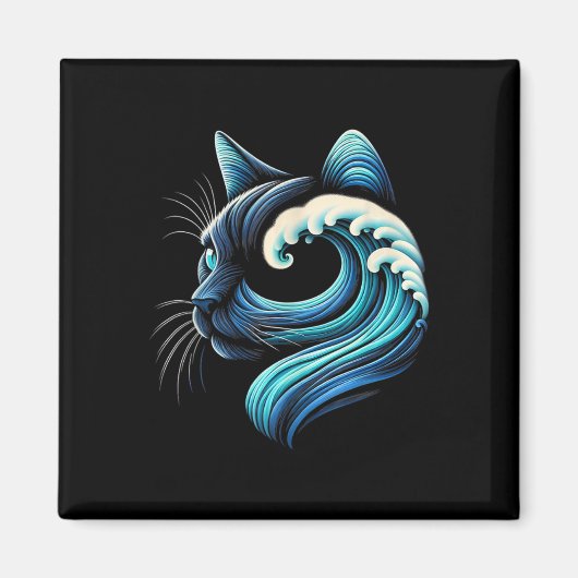 Blaue Katzen wellen nach Kamala Funny Blue Wave of Magnet (Vorne)