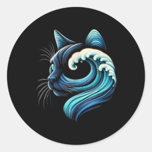 Blaue Katzen wellen nach Kamala Funny Blue Wave of Runder Aufkleber