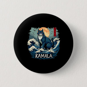 Blaue Katzen wellen nach Kamala Funny Button