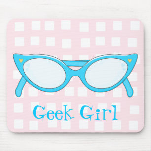 Blaue Katzenaugenbrille Mousepad