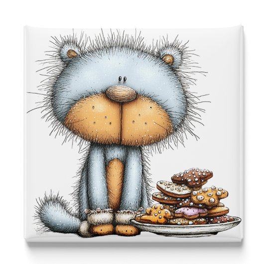 Blaue Katzenkekse Weihnachtsmagnet Magnet