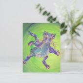 Blaue Katzenpostkarte Postkarte (Stehend Vorderseite)