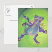 Blaue Katzenpostkarte Postkarte (Vorne/Hinten)