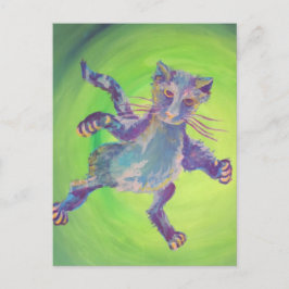Blaue Katzenpostkarte Postkarte