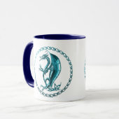 Blaue keltische Drache-Kaffee-Tasse Tasse (Vorderseite Links)