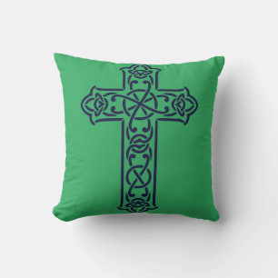 Blaue keltische Hochkreuz Kissen