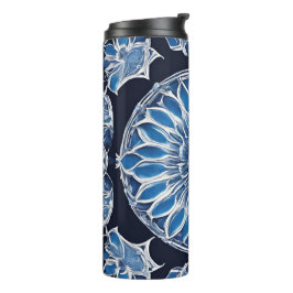 Blaue Keramik gedruckt Thermosbecher