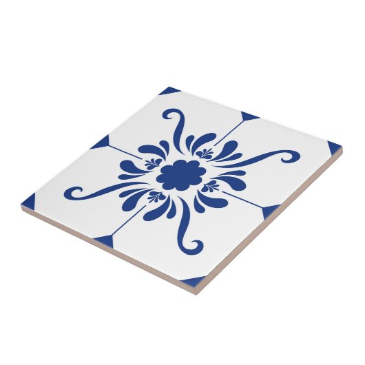 Blaue Keramik Tile Fliese (Seite)