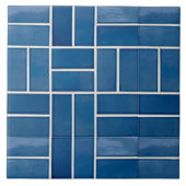 Blaue Keramiken sehen Muster aus Fliese (Vorderseite)