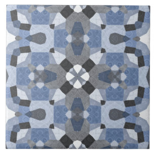 blaue Keramikfliese mit Kaleidoskop-Muster