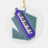 Blaue Keytar tragbare 80ertastatur-Klaviergraphik Keramik Ornament (Vorne)