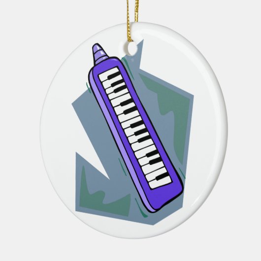 Blaue Keytar tragbare 80ertastatur-Klaviergraphik Keramik Ornament (Links)