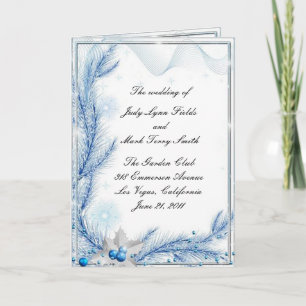 Blaue Kiefer Winter Weihnachten Hochzeitsprogrammk Karte