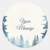 Blaue Kiefern für Ihren Nachrichtenurlaub Runder Aufkleber (Vorderseite)