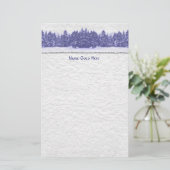 Blaue Kiefern-Linie Büttenpapier Briefpapier (Stehend Vorderseite)