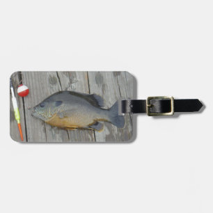 Blaue Kiemen und Fischkeule und Haken Gepäckanhänger