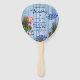 Blaue Kiesel, rosa Flamingos und Fisch Fächer