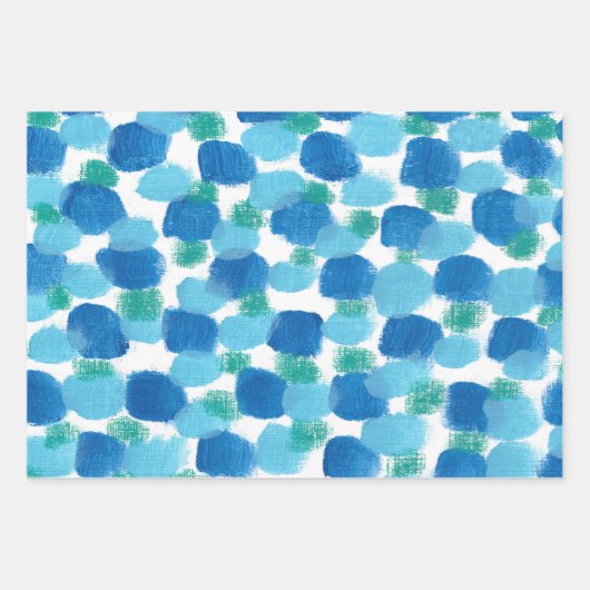 Blaue Kieselsteine Abstrakte Aquarellcreme Geschenkpapier Set (Vorderseite 3)