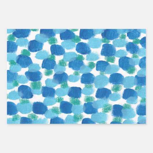 Blaue Kieselsteine Abstrakte Aquarellcreme Geschenkpapier Set (Vorderseite)