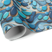 Blaue Kieselsteine Abstrakte Wasserwellen Geschenkpapier (Rolleneckpunkt)
