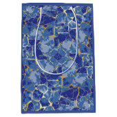 Blaue Kintsugi-Goldader Mittlere Geschenktüte (Vorderseite)