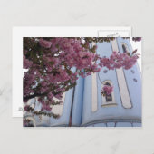 Blaue Kirche + Blossom Postkarte (Vorne/Hinten)