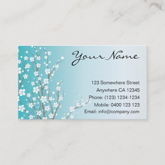 Blaue Kirschblüte Visitenkarte (Vorderseite)