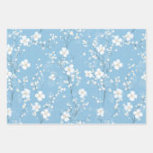 Blaue Kirschblüten-Blumen-Verpackungspapier Geschenkpapier Set (Vorderseite 2)