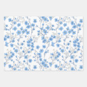 Blaue Kirschblüten-Blumen-Verpackungspapier Geschenkpapier Set (Vorderseite)