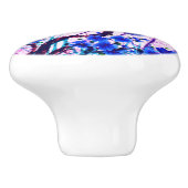 Blaue Kirschblüten Keramikknauf (Seitenansicht)