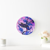 Blaue Kirschblüten Runde Wanduhr (Zuhause)