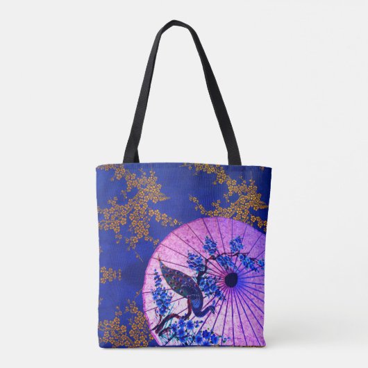 Blaue Kirschblüten Tasche (Rückseite)
