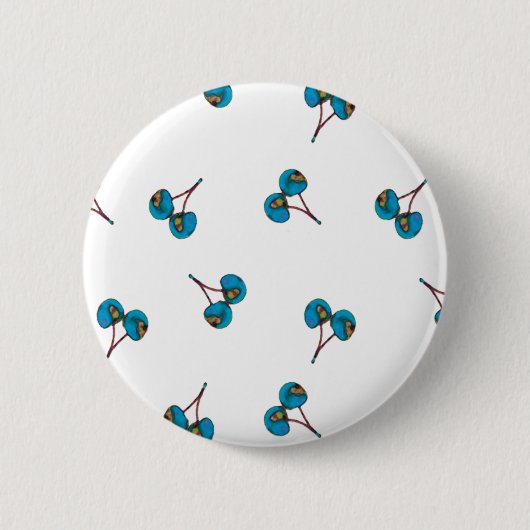 Blaue Kirsche Muster Button (Vorderseite)