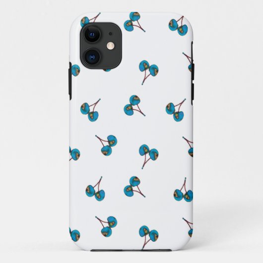 Blaue Kirsche Muster Case-Mate iPhone Hülle (Rückseite)