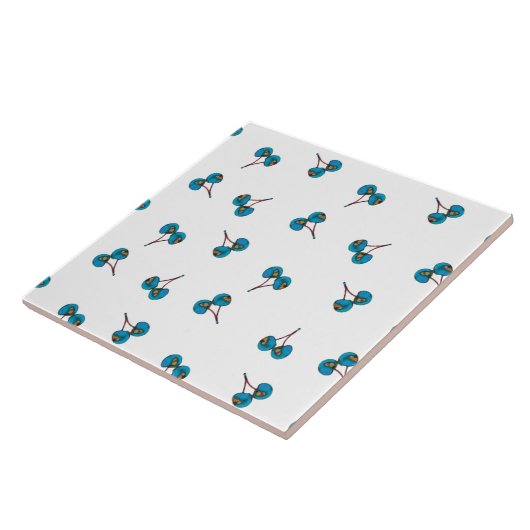 Blaue Kirsche Muster Fliese (Seite)
