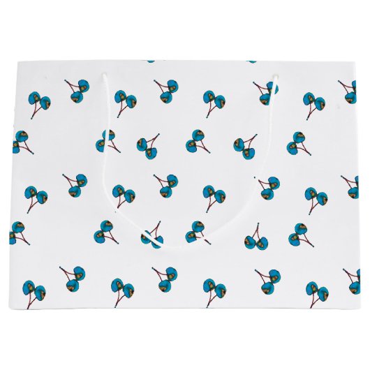 Blaue Kirsche Muster Große Geschenktüte (Vorderseite)