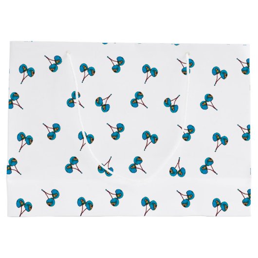 Blaue Kirsche Muster Große Geschenktüte (Rückseite)