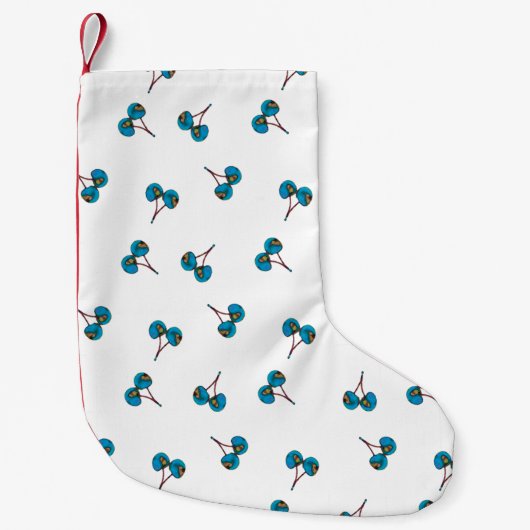 Blaue Kirsche Muster Kleiner Weihnachtsstrumpf (Vorderseite)
