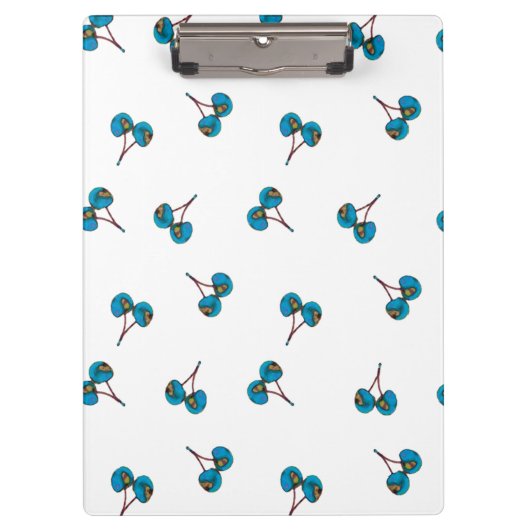 Blaue Kirsche Muster Klemmbrett (Vorderseite)