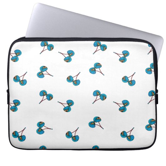 Blaue Kirsche Muster Laptopschutzhülle (Vorderseite)