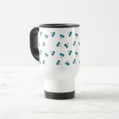 Blaue Kirsche Muster Reisebecher (Vorderseite Links)