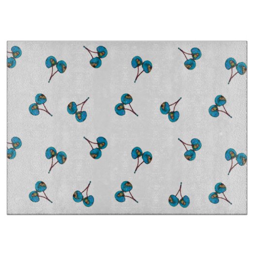 Blaue Kirsche Muster Schneidebrett (Vorderseite)