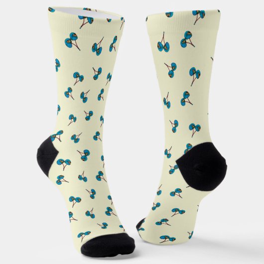 Blaue Kirsche Muster Socken (Gewinkelt)