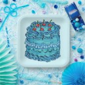 Blaue Kirschtorte Papierplatte Pappteller (Party)