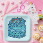 Blaue Kirschtorte Papierplatte Pappteller (Party)