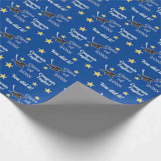 BLAUE-Klasse "Custom Year Grad Name" Geschenkpapier (Ecke)