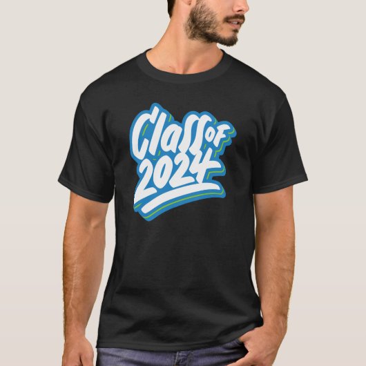 Blaue Klasse des Abschlusses 2024 T-Shirt (Vorderseite)