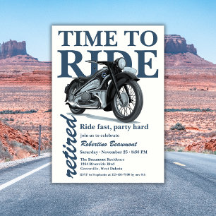 Blaue klassische Motorradfahrt Schnelle Ruhestands Einladung